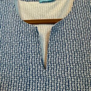 J. McLaughlin Blue and White Geometric Knit Dress